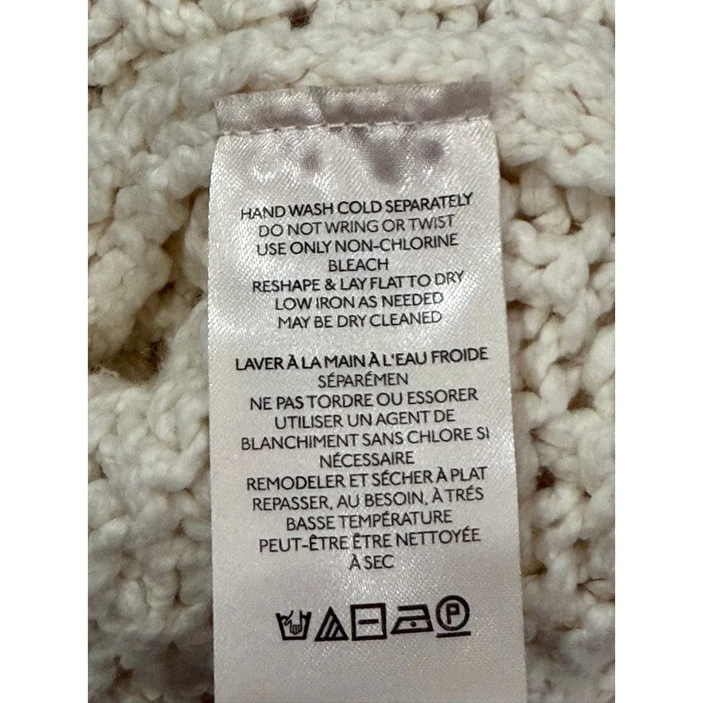 Free People XS Ivory Cotton Cable Knit Cropped Sweater OB1505562 Cream Chunky